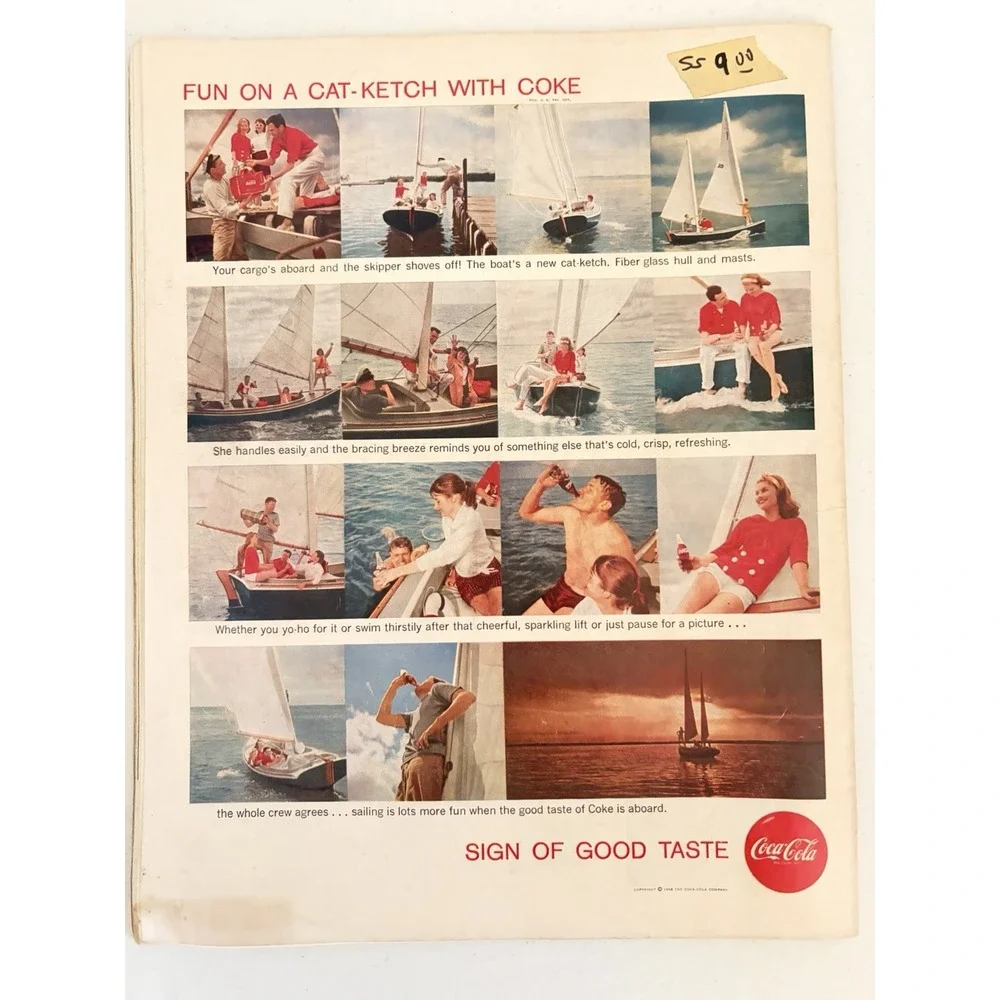 Saturday Evening Post Aug. 30 1958 Through a Knothole Rockwell Coca Cola Car Ad